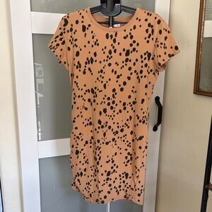 Maurices Tan Mini Dress with Black Spot Print